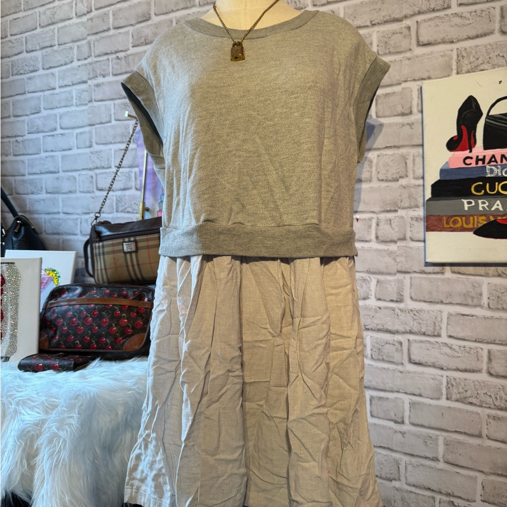 Ces Femme Gray and Cream Mini Dress